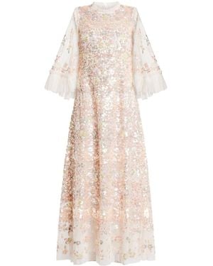 Needle & Thread Recycled Sequin-Embellished Evening Dress - Natural