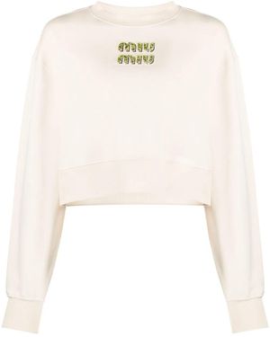 Miu Miu Logo-Embellished Cotton Sweatshirt - White