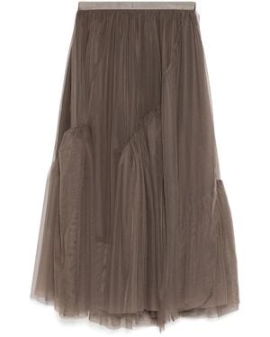 JNBY A-Line Flounce Hem Waist Skirt - Brown