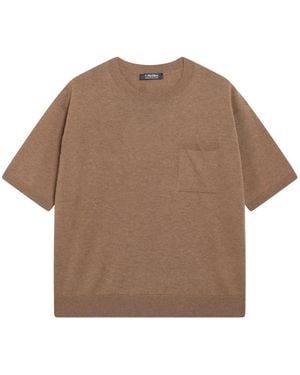 Max Mara Chest-Pocket Short-Sleeve Jumper - Brown