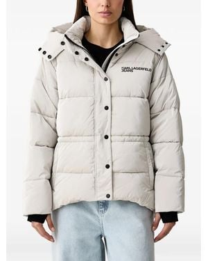 KARL LAGERFELD Hooded Puffer Jacket - Natural