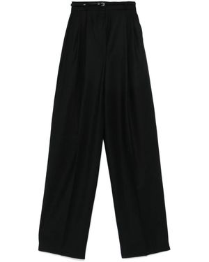 Sportmax Wool-Blend Wide-Leg Pants - Black