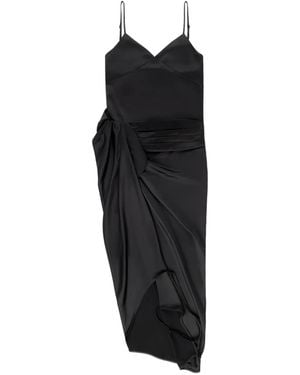 Area Tuxedo V-Neck Midi Dress - Black
