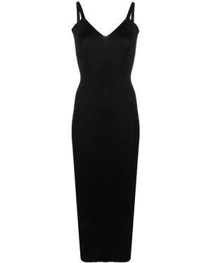 Our Legacy V-Neck Ribbed-Knit Dress - Black