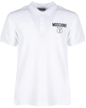 Moschino Double Smile Piqué Polo Shirt - White