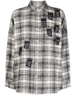 Haculla Safety Plaid-Pattern Tweed Shirt - Grey