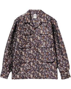 South2 West8 Six-pocket floral shirt - Gris