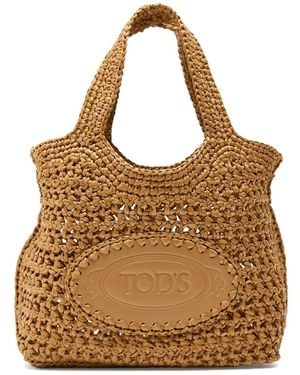 Tod's Woven Raffia Shoulder Bag - Brown