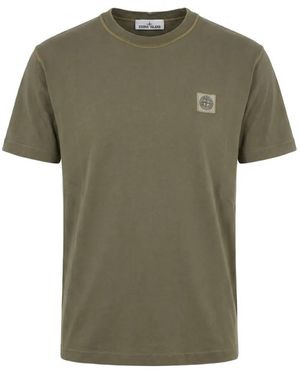 Stone Island T-Shirt 2100026 En Jersey De Coton Biologique À Effet Fissato - Green
