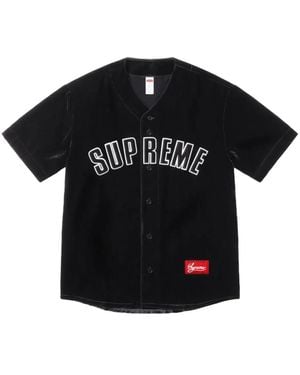 Supreme Velvet Baseball Shirt - Black