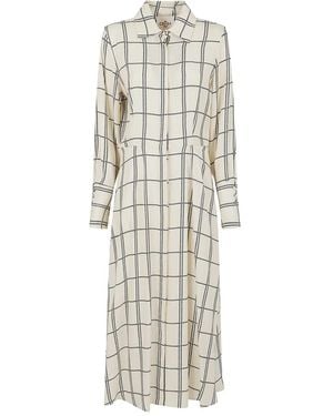 CRI.DA Check-pattern Midi Shirt Dress - White