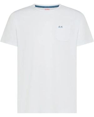 Sun 68 Logo-Embroidered Pocket T-Shirt - White