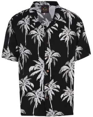 Mauna Kea Palm-Print Shirt - Black