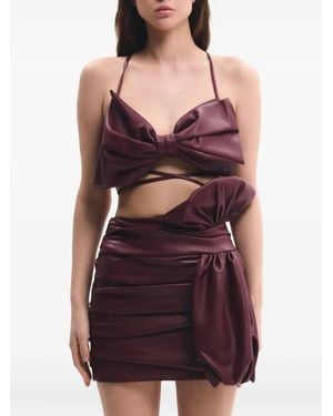 Lika Bow-Detail Lace-Up Top - Purple