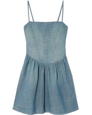 RE/DONE Corset-Bodice Chambray Minidress - Blue