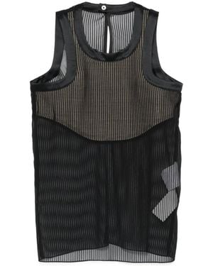 Sacai Striped Sleeveless Top - Black