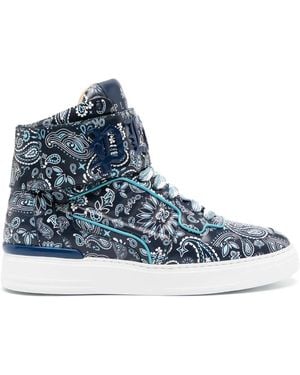 Philipp Plein Paisley-Print Hi-Top Trainers - Blue