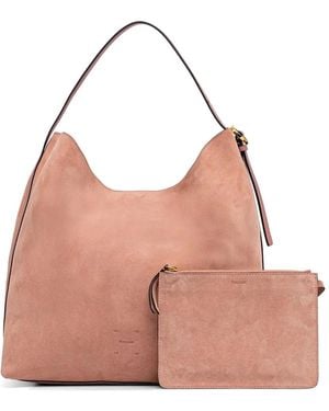 Pollini Viktoria Suede Pouch-Detail Tote Bag - Pink