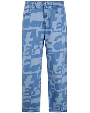 Arte' All-Over Logo-Print Jeans - Blue