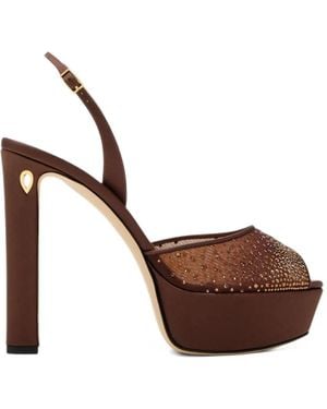 Jennifer Chamandi Antonio Crystal-Embellished Platform Sandals - Brown