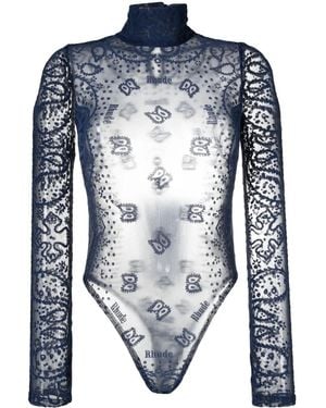 Rhude Bandana-Embroidered Bodysuit - Blue