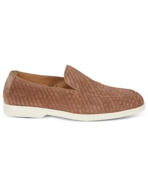 Doucal's Woven Suede Loafers - Brown