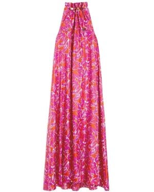 Max Mara Floral-Print Twill Silk Maxi Dress - Pink