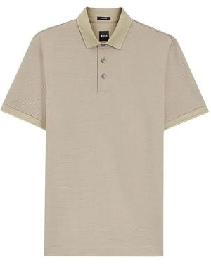BOSS Striped Polo Shirt - Natural