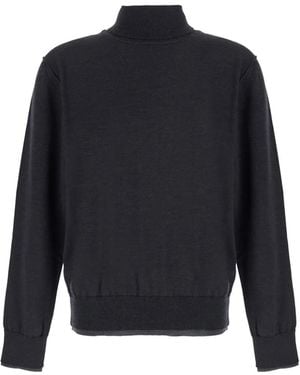 Grifoni High-Neck Wool Jumper - Blue