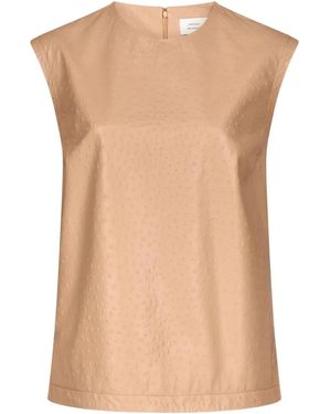 Loulou de Saison Fiza Ostrich-Effect Zip Top - Natural