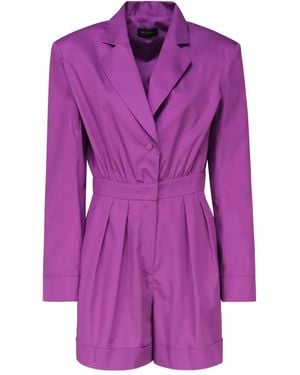 ANDAMANE Rina Lapel-Collar Pleated Playsuit - Purple