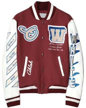 Off-White c/o Virgil Abloh On The Go Wool-blend Varsity Jacket - Red