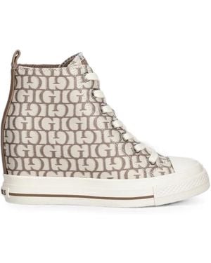 Guess Monogram-Print Lace-Up Sneakers - Natural