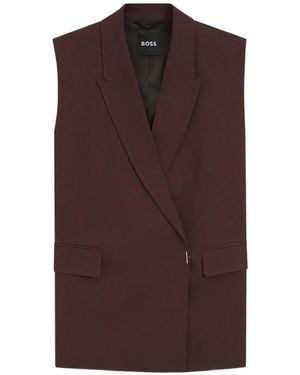 BOSS Double-Breasted Sleeveless Waistcoat - Brown