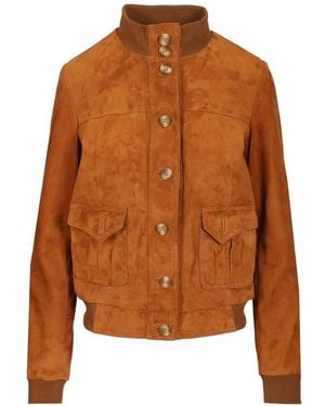 Blusotto Suede Bomber Jacket - Brown