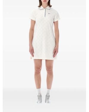 Nike Logo-Embroidered Polo Dress - White