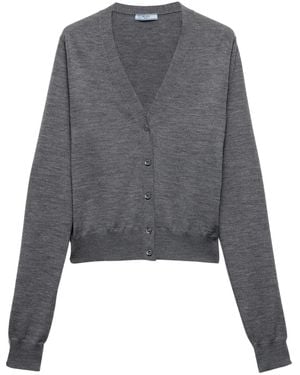 Prada ボタン カーディガン グレー | Lyst