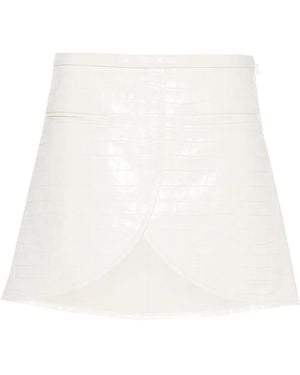 Courreges Ellipse Crocodile-Effect Leather Mini Skirt - White