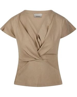 Isabel Marant Nadrine Twist-Detail V-Neck T-Shirt - Natural