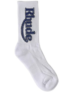 Rhude Vertical Race Track Socks - White