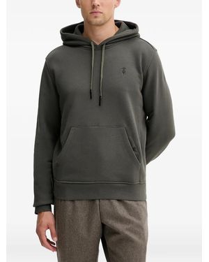 Trussardi Diagonal Drawstring Logo Hoodie - Grey