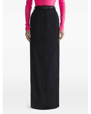 Mugler Jupe Fendue À Fines Rayures - Black