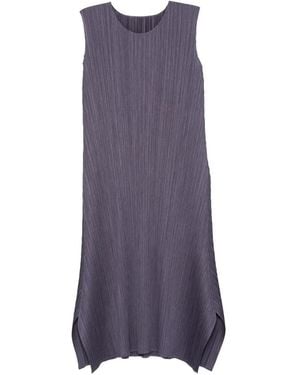 Pleats Please Issey Miyake Geplooide Mouwloze Midi-Jurk - Paars