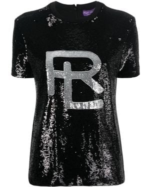 Ralph Lauren Logo Sequin T-Shirt - Black