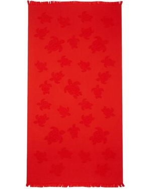 Vilebrequin Toalla De Playa Santah Con Motivo En Jacquard - Rojo