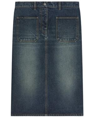 Courreges Denim Midi-Rok Met Opgestikte Zak - Blauw