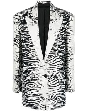 The Attico Zebra-print Single-breasted Blazer - Black