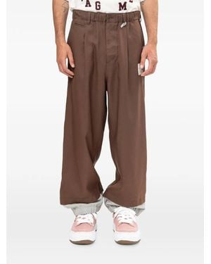 Maison Mihara Yasuhiro Sweat Layered Twill Trousers - Brown