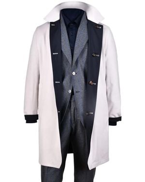 Kiton Peak-Lapels Reversible Raincoat - Blue
