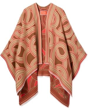 La DoubleJ Soul Fringed Patterned Poncho - Orange